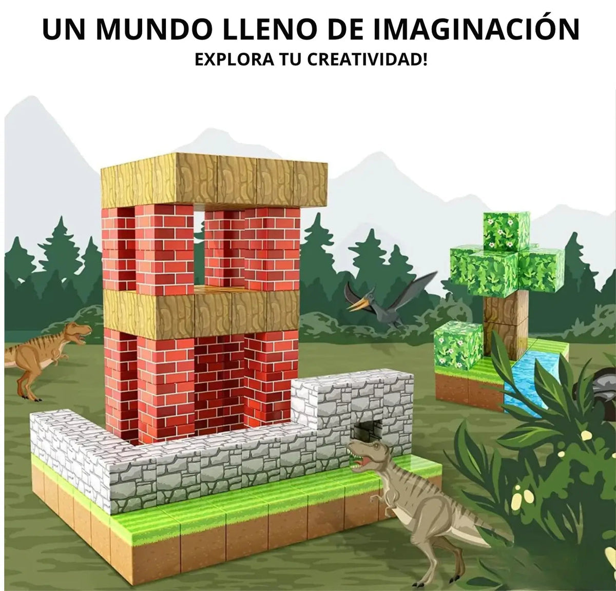 Bloques de Construcción Magnético Minecraft - 64 / 75 / 150 Piezas