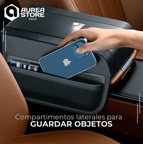 AureaRest ™ - Apoya Brazos hecho en Cuero -  Automotriz [PERSONALIZE CON EL LOGO DE TU AUTO]