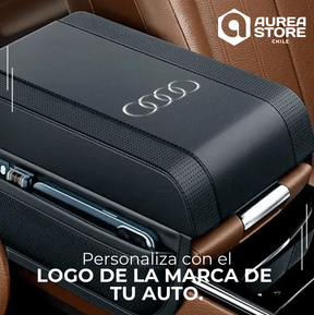 AureaRest ™ - Apoya Brazos hecho en Cuero -  Automotriz [PERSONALIZE CON EL LOGO DE TU AUTO]