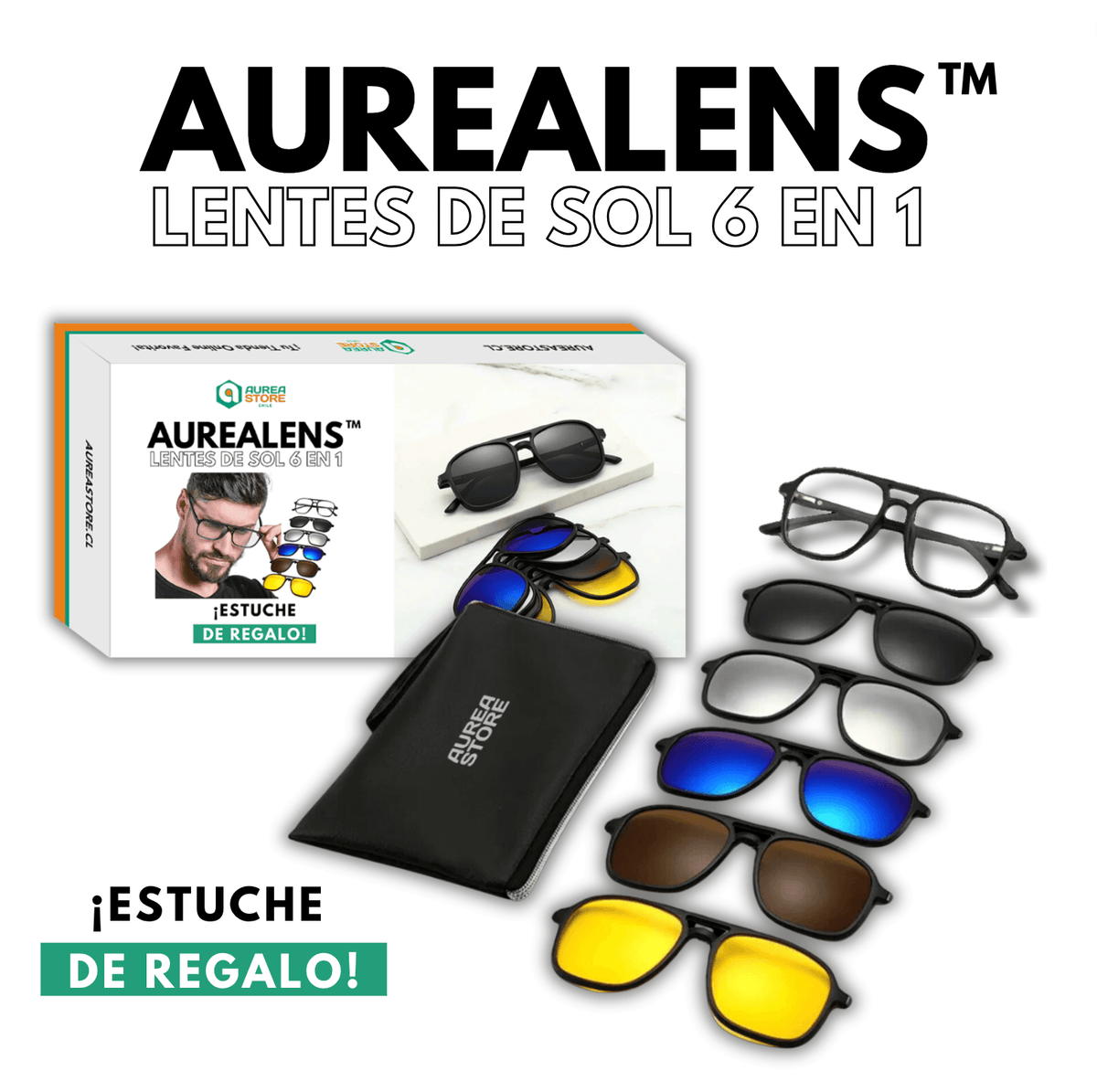 Lentes de Sol Polarizados 6 en 1 | AUREALENS + ESTUCHE DE REGALO!