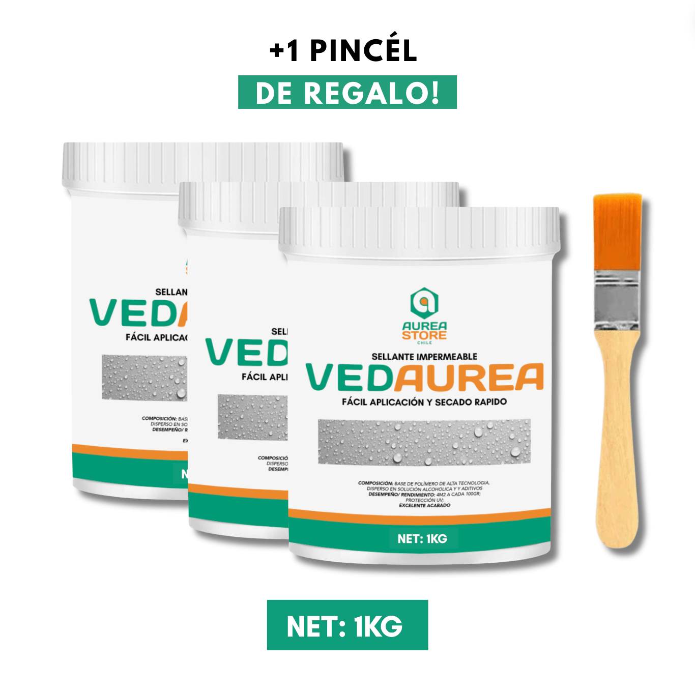 SELLANTE PARA FILTRACIONES Y FUGAS | VEDAUREA™️ + PINCEL DE REGALO - 500G/1KG