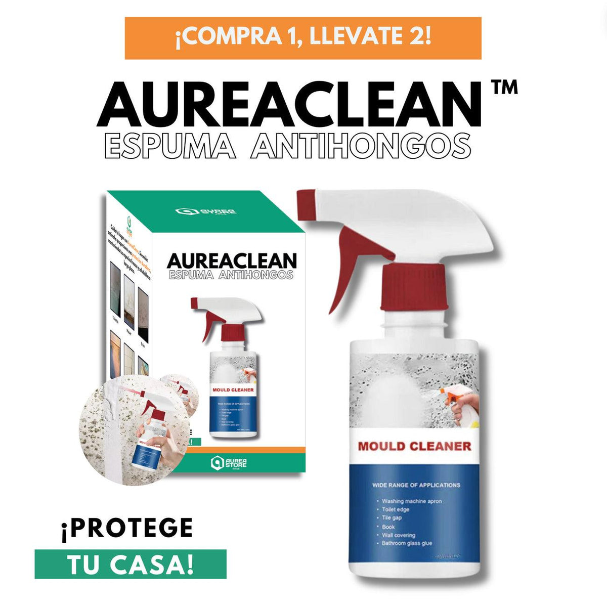 ESPUMA LIMPIADORA ANTIMOHO/HONGOS | AUREACLEAN [COMPRA 1 Y LLEVATE 2]