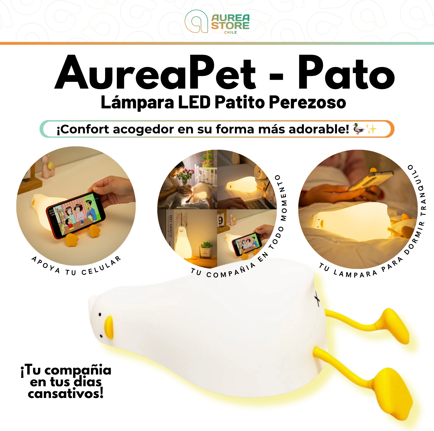 Lámpara LED Patito Perezoso AureaPet® – ¡Confort acogedor en su forma más adorable! 🦆✨