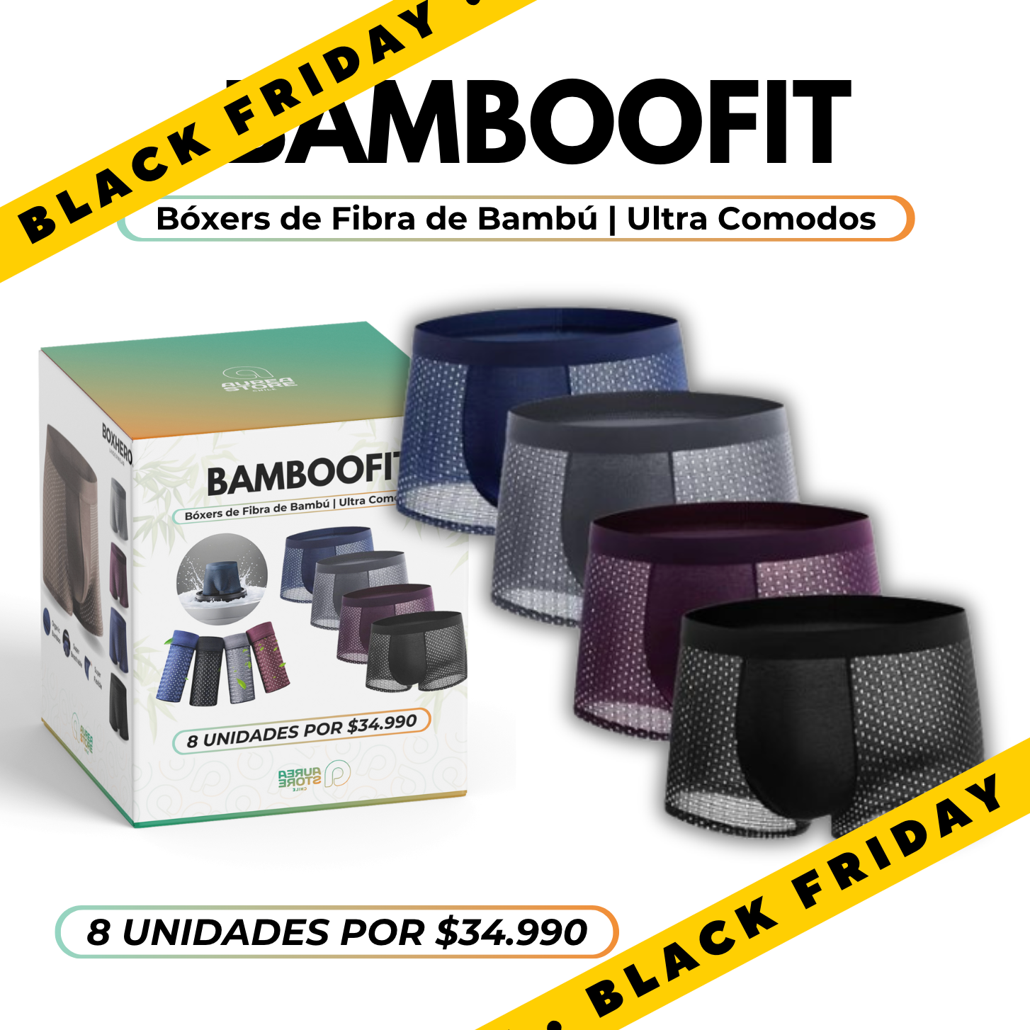 Calzoncillos de Fibra de Bambú | BambooFit- [🔥8 BÓXERS POR EL PRECIO DE 4 🔥] (BLACK FRIDAY)