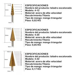 Perfora con Precisión y Eficiencia - Set Brocas Escalonadas de Titanio DrillXpert