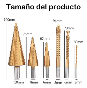 Perfora con Precisión y Eficiencia - Set Brocas Escalonadas de Titanio DrillXpert